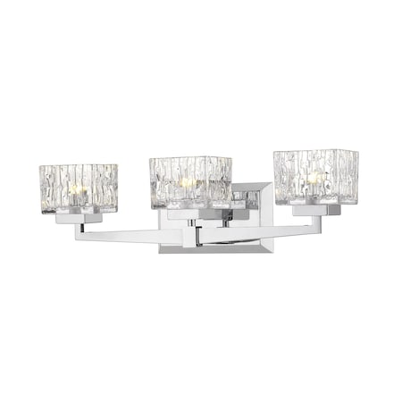 Z-Lite Rubicon 3 Light Vanity, Chrome & Clear 1927-3V-CH-LED